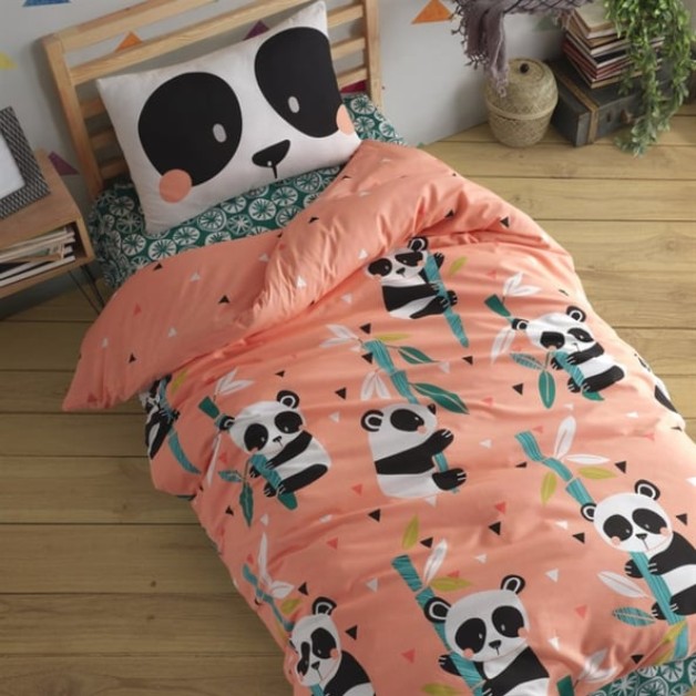 Jednolůžkové povlečení Panda růžové Renforcé