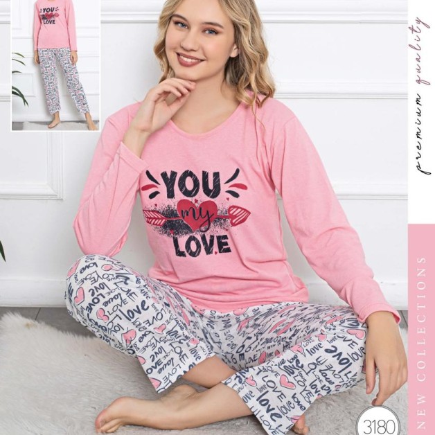 Pyžama na spaní dlouhé rukávy Love XXL