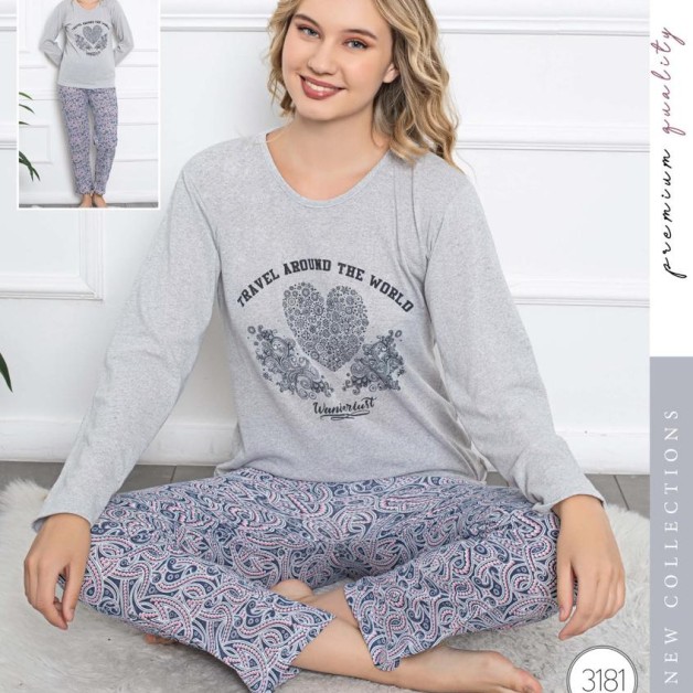Pyžama na spaní dlouhé rukávy Grey XXL