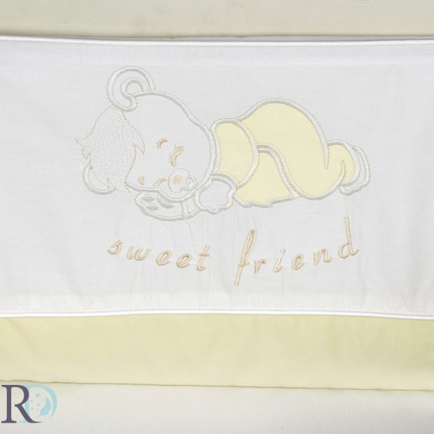 Obkladač pro dětskou postýlku Bavlněný satén Sleeping Bear Žluté