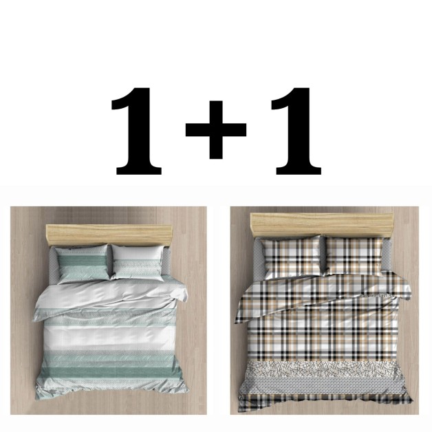Dvě sady bavlněného povlečení 1+1 Leona a Gorško – 5dílná sada