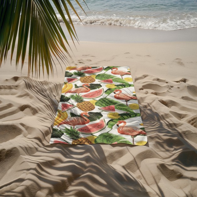 Bavlněný plážový ručník Tropic Flamingo