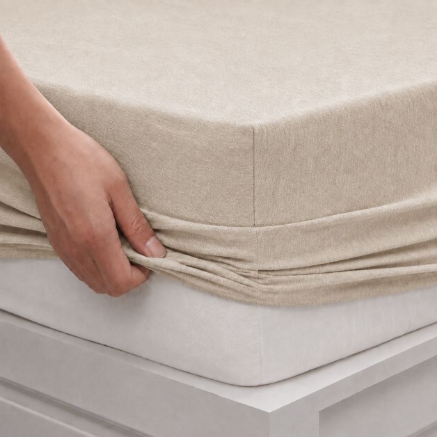 Napínací prostěradlo z úpletu Serenity – béžové, 120/200 cm